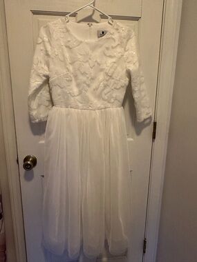 Dainty Jewells White Lace Bodice Chiffon Wedding Dress